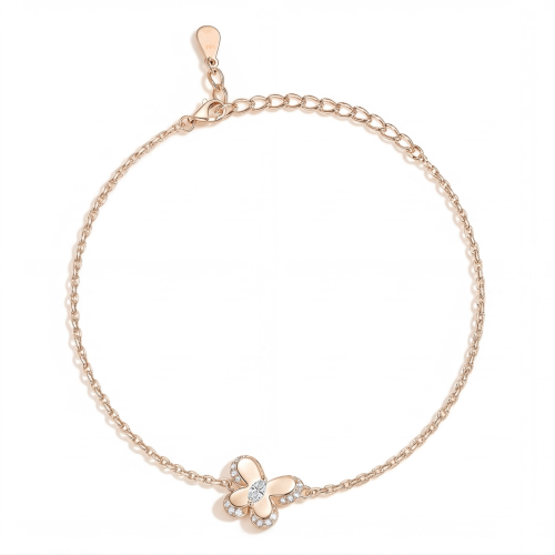 Bloomique - charm náramek s moissanitem, květinovým motivem a třpytivými akcenty