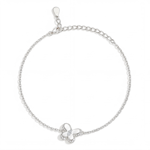 Bloomique - charm náramek s moissanitem, květinovým motivem a třpytivými akcenty