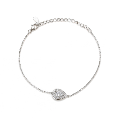 Peraise - náramek s moissanitem ve tvaru hrušky a článkovým řetízkem s halem