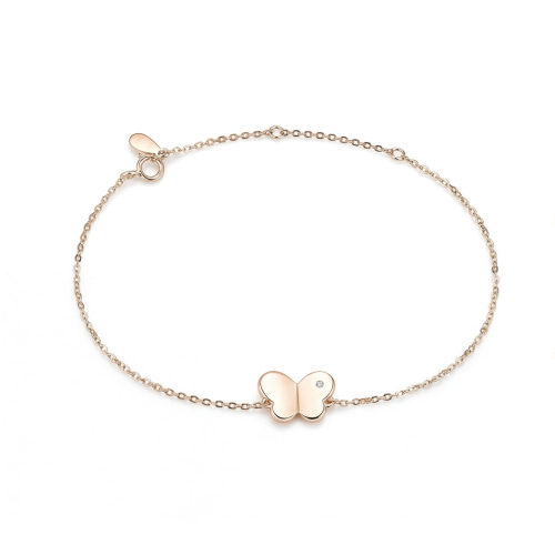 Papillon - náramek s motýlím přívěskem charm s moissanitem a nastavitelným řetízkem