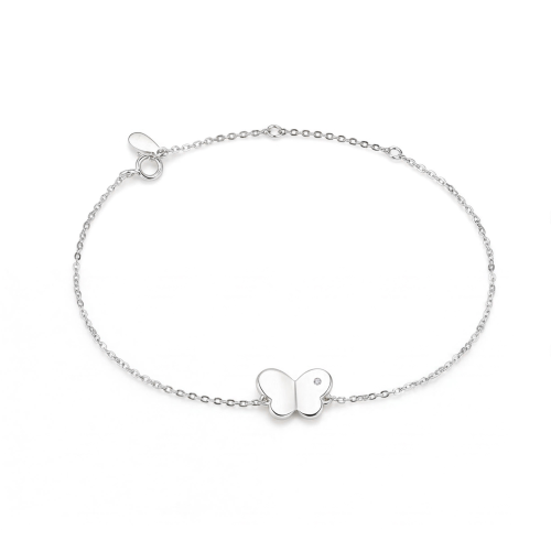 Papillon - náramek s motýlím přívěskem charm s moissanitem a nastavitelným řetízkem