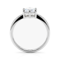 Stellar - zásnubní prsten s moissanitem, postranními kameny v pavé osazení a rozdvojenou obroučkou