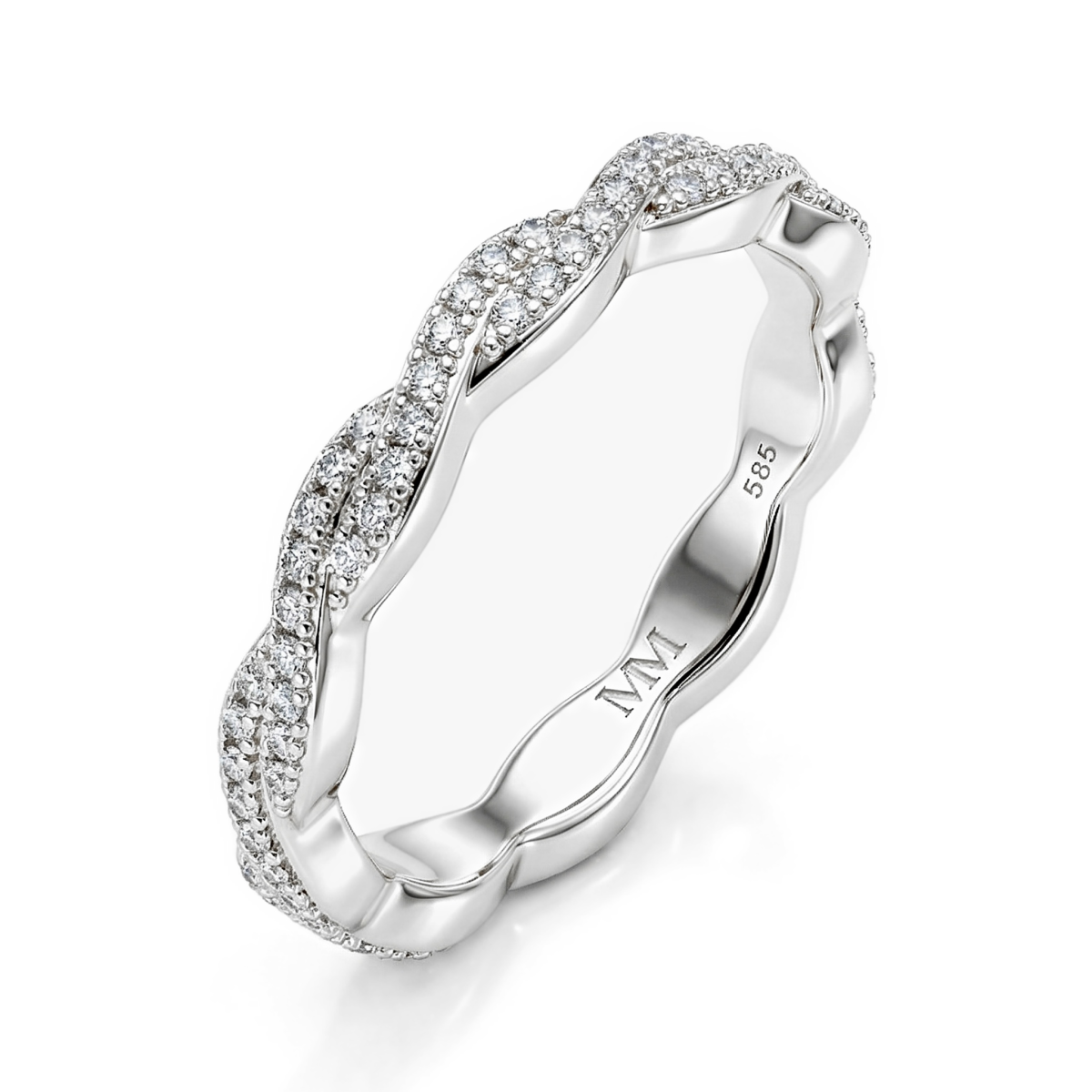 Seraph - eternity prsten s moissanitem s propleteným designem v pavé