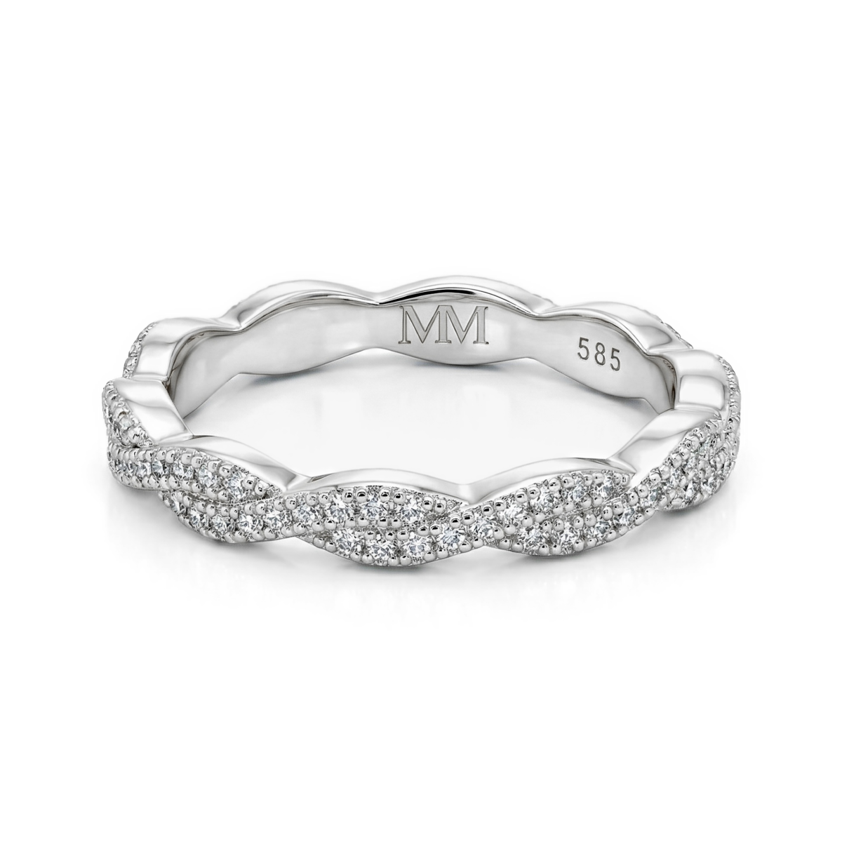 Seraph - eternity prsten s moissanitem s propleteným designem v pavé