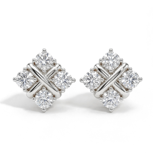 Moissanite Quadrants - peckové náušnice s moissanitem