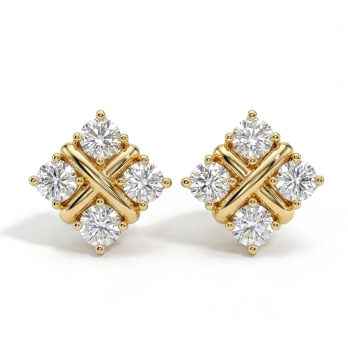 Moissanite Quadrants - peckové náušnice s moissanitem