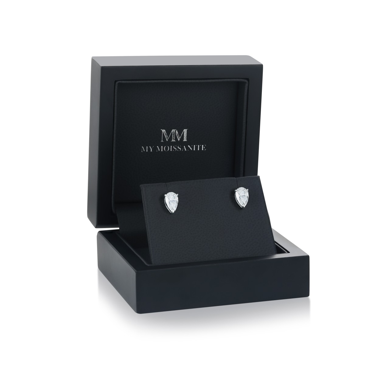 Droplet - peckové náušnice s moissanitem v brusu hruška
