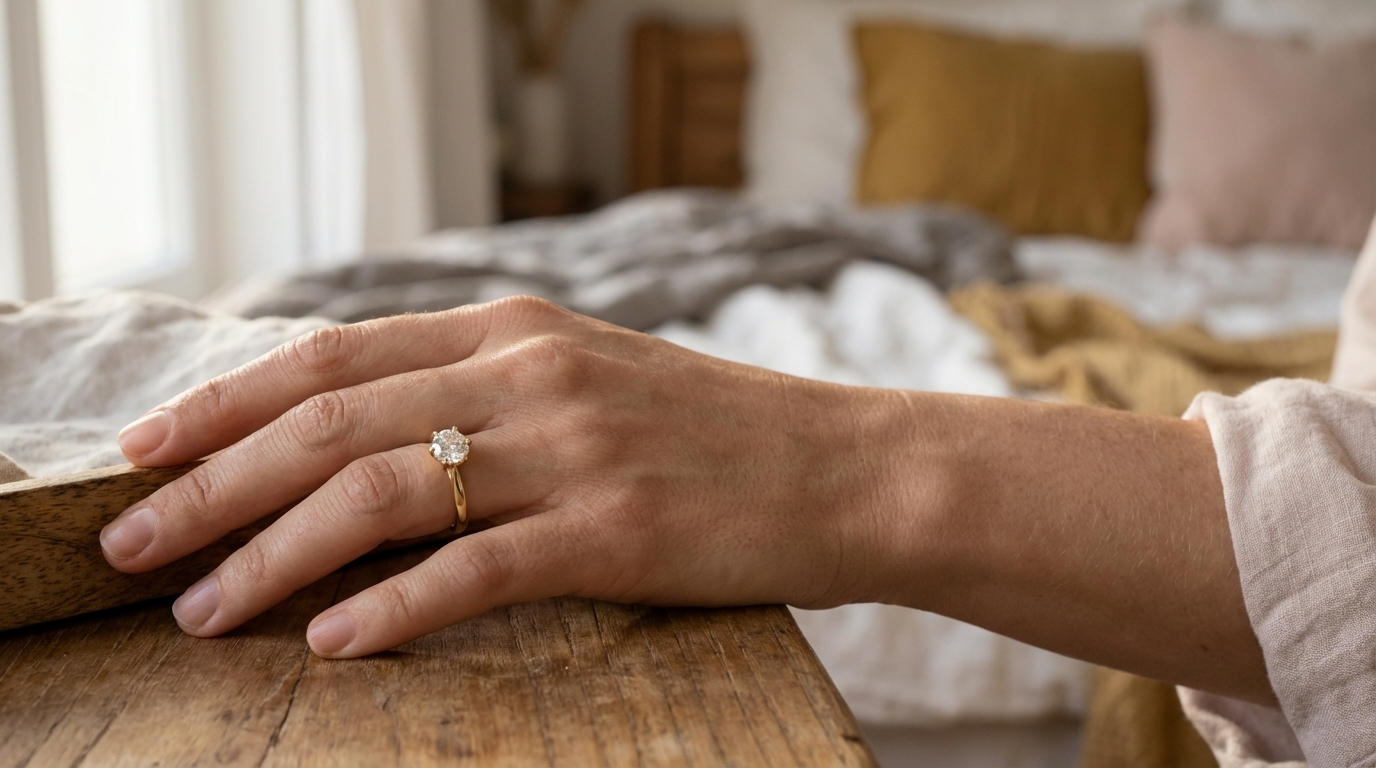 Prsten My Moissanite v teplém přirozeném světle